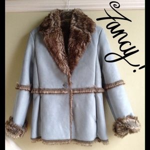 Stunning suede-like baby blue  jacket